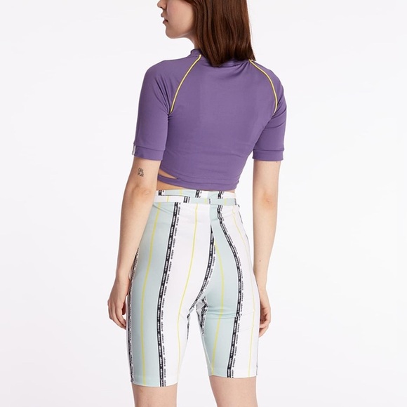 Adidas Women’s Small Originals Cropped Tee Short Sleeve Crop Top S Purple Logo - Picture 6 of 16